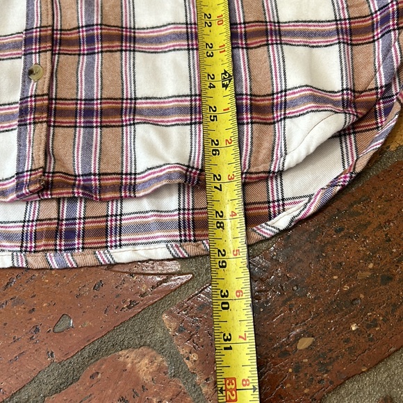 JACHS Girlfriend Tan Plaid Flannel button up szM NWT - Picture 7 of 11